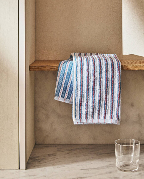 Striped cotton terrycloth tea towel