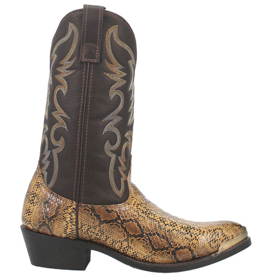 Laredo Monty Snake Print Pointed Toe Cowboy Mens Brown Casual Boots 68068