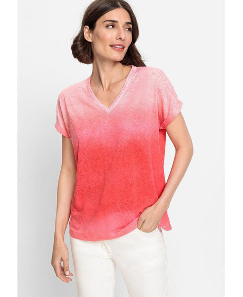 Women's Short Sleeve Ombre Burnout T-Shirt