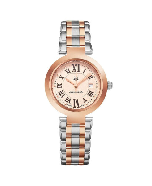 Часы и аксессуары Alexander женские Niki Rose-Gold Stainless Steel, с розовым циферблатом, круглые 32 мм