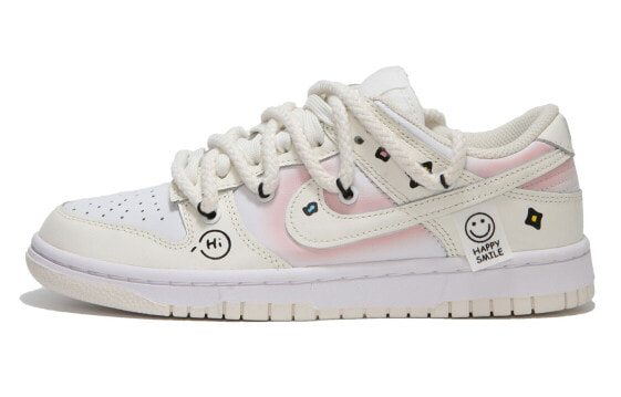 Кроссовки Nike Dunk Low White Sail Smiley Face Pink Gradient