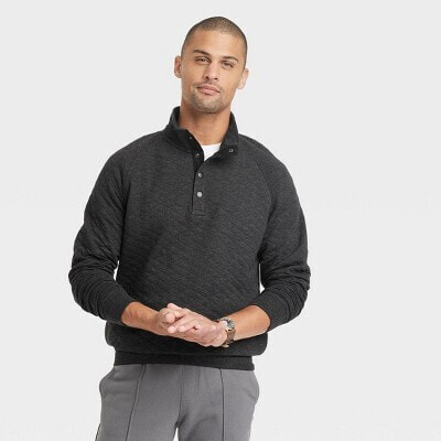 Men's Quilted Snap Pullover Sweatshirt - Goodfellow & Co