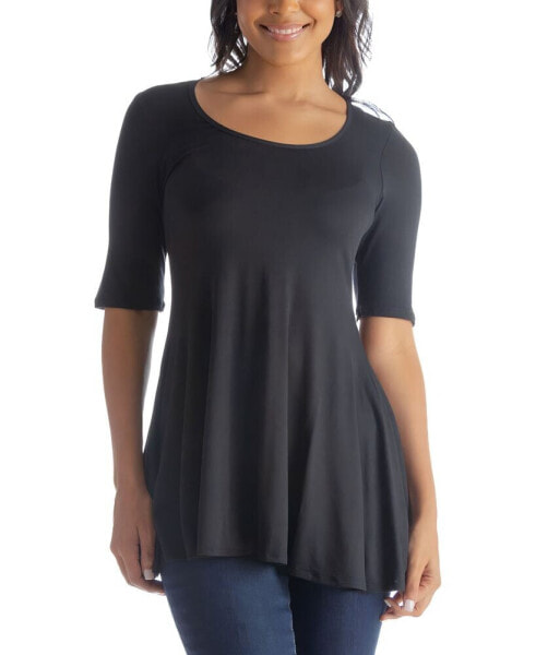 Women's Elbow Sleeve Swing Tunic Top