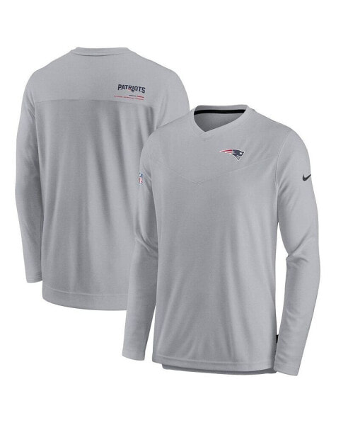 Men's Gray New England Patriots 2022 Sideline Coach Chevron Lock Up Performance Long Sleeve T-shirt