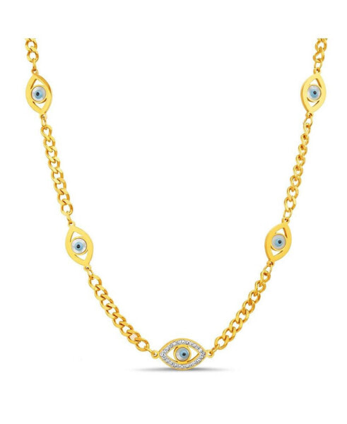 Gold-Tone Evil Eye Charm Station Necklace