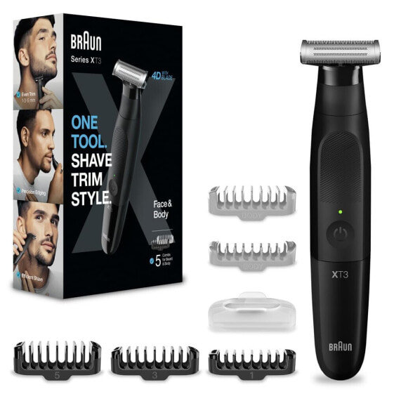 Braun Series X XT5300 Men's Beard Trimmer / Body Groomer / Electric Shaver / Professional Hair Trimmer / 6 Attachments for Face and Body / Charging Station