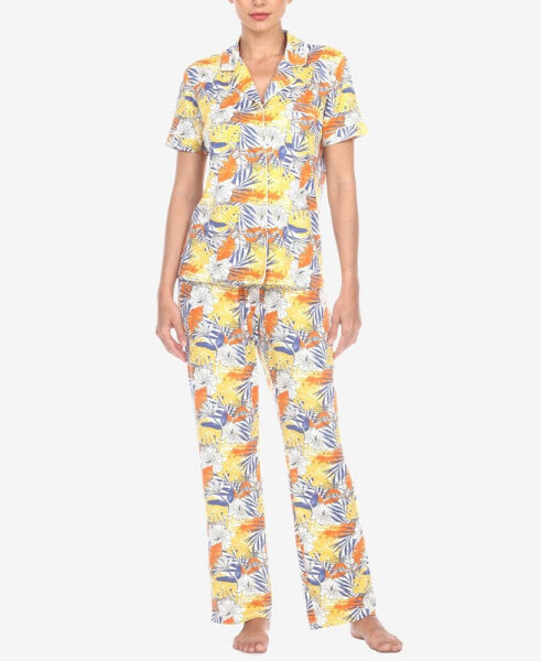 Women's 2 Piece Tropical Print Pajama Set