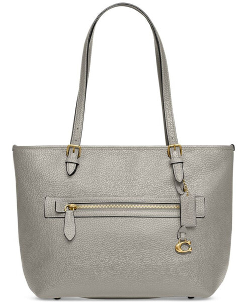 Polished Pebble Leather Taylor Tote with C Dangle Charm