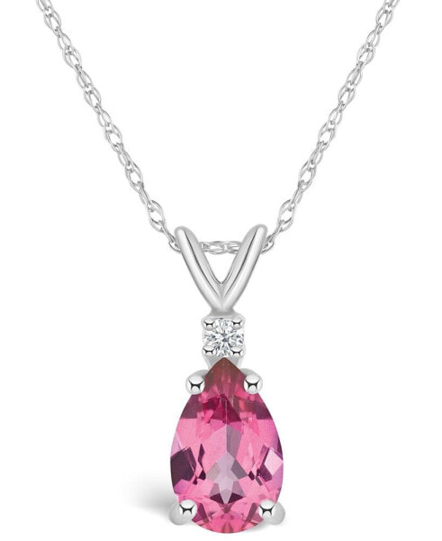 Macy's pink Topaz (1 ct. t.w.) and Diamond Accent Pendant Necklace in 14K White Gold or 14K Yellow Gold