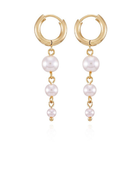 Gold-Tone Imitation Pearl Drop Dangle Earrings