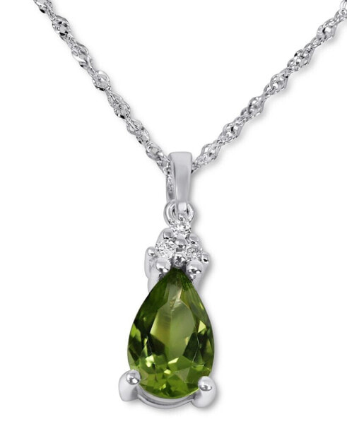 Macy's peridot (5/8 ct. t.w.) & Diamond Accent 18" Pendant Necklace in 14k White Gold