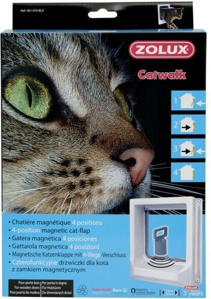 Zolux Drzwiczki dla kota do drzwi drewnianych z magnetycznym zamykaniem - białe