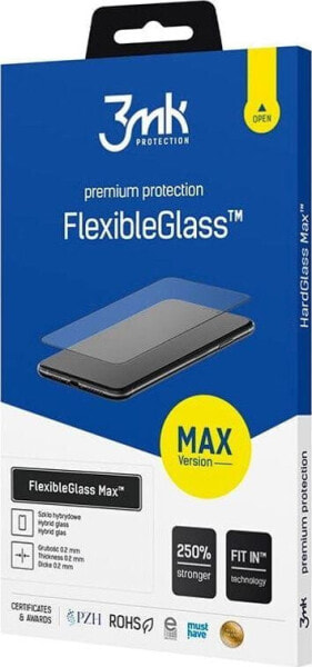 Чёрное стекло для iPhone 13 Pro Max, гибридное 3MK FlexibleGlass Max Apple