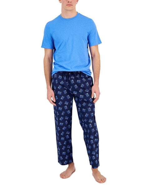 Men's 2-Pc. Solid T-Shirt & Best Dad Printed Pajama Pants Set, Created for Macy's