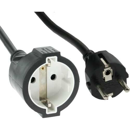 InLine Power extension cable - black - 3m - with child safety