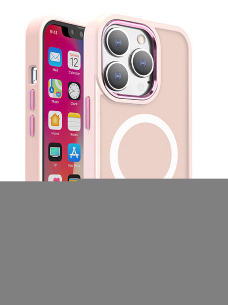 Magnetyczne etui z MagSafe do iPhone 15 Pro otworki pod smycz różowe