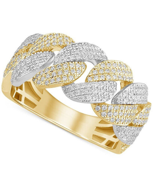 Diamond Pavé Chain Link Statement Ring (3/4 ct. t.w.) in 10k Two-Tone Gold