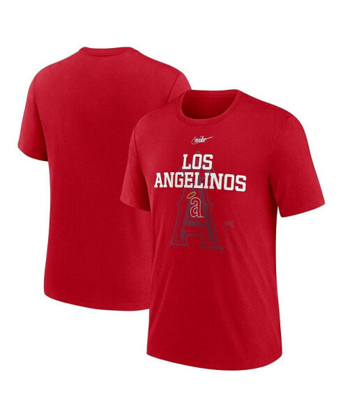 Men's Red California Angels Cooperstown Collection Rewind Retro Tri-Blend T-shirt