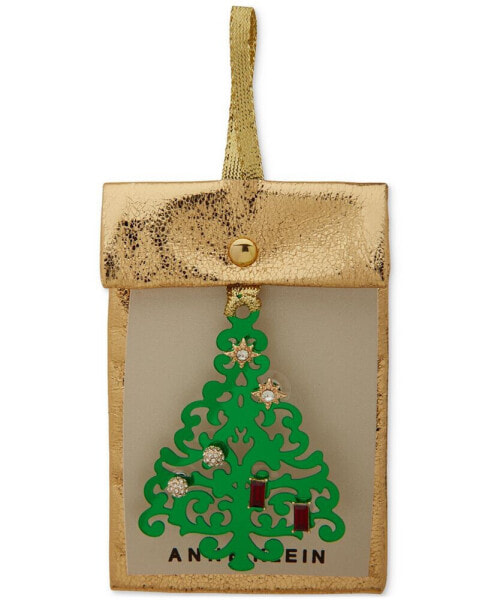 Tree Ornament & Gold-Tone 3-Pc. Earrings Set