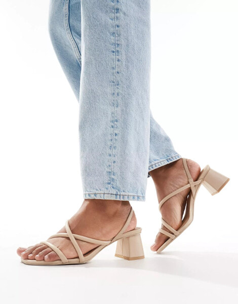 & Other Stories leather heeled strappy sandals in cream