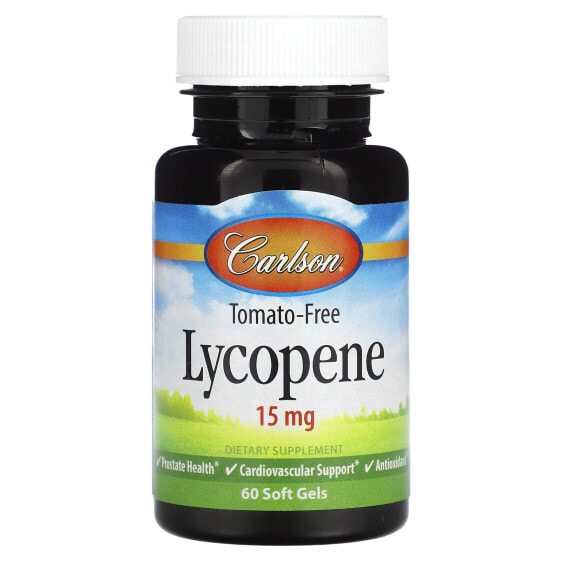 Антиоксидант Carlson Tomato-Free Lycopene, 15 мг, 60 мягких гелей