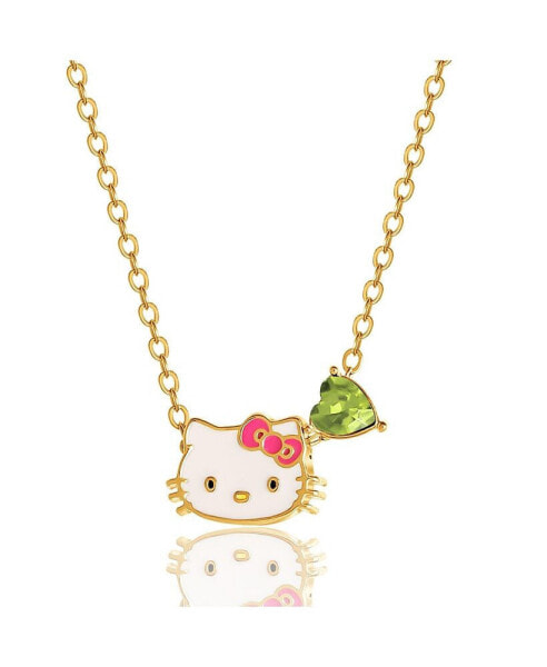 Hello Kitty sanrio Heart Birthstone Charm Necklace - 16 + 2'' Chain
