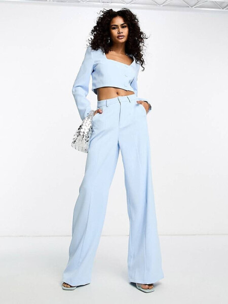 Extro & Vert super wide leg trousers in baby blue co-ord