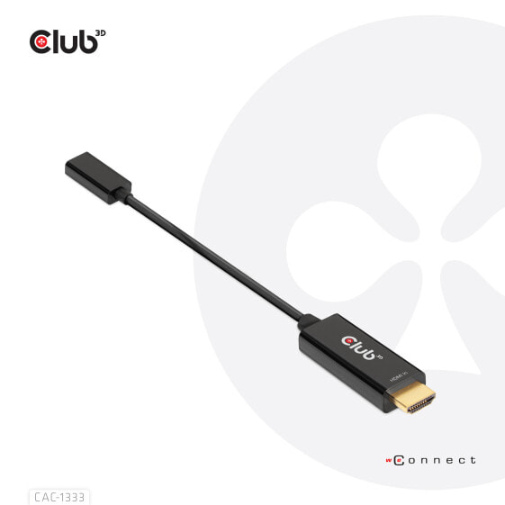 Club 3D HDMI to USB Type-C 4K60Hz Active Adapter M/F - 0.22 m - HDMI Type A (Standard) - USB Type-C - Male - Male - Gold