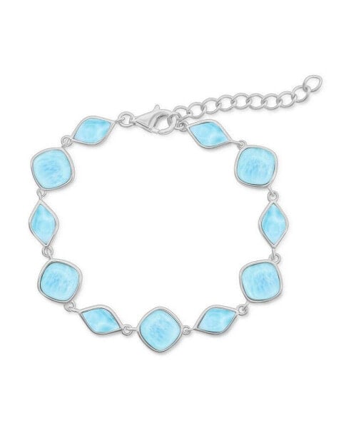 Sterling Silver Multi-Shaped Link Bracelet - Larimar