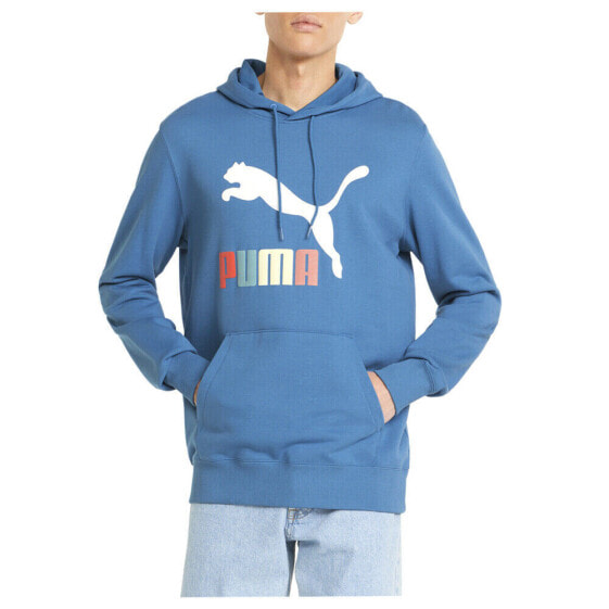 Puma Classics Logo Interest Pullover Hoodie Mens Blue Casual Outerwear 53465348