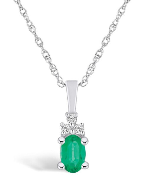 Emerald (1/2 Ct. t.w.) and Diamond Accent Pendant Necklace