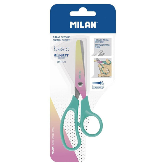 MILAN Blister Pack Basic Sunset Scissors Turquoise Handle