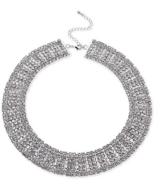 I.N.C. International Concepts silver-Tone Crystal Multi-Row Choker Necklace, 12-1/2" + 3" extender, Created for Macy's
