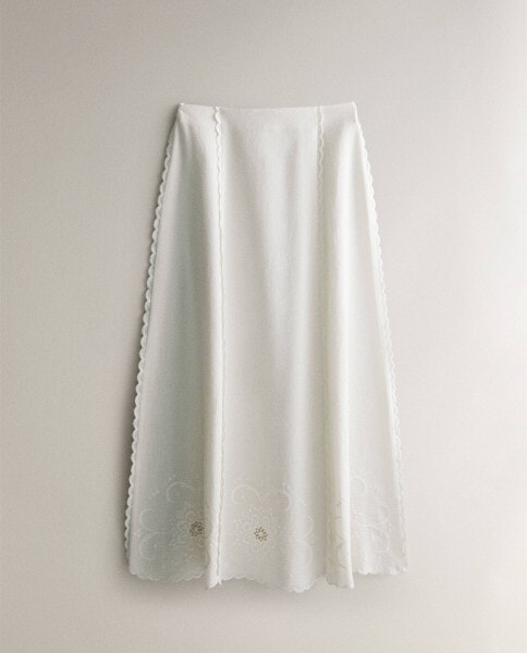 Embroidered cotton skirt