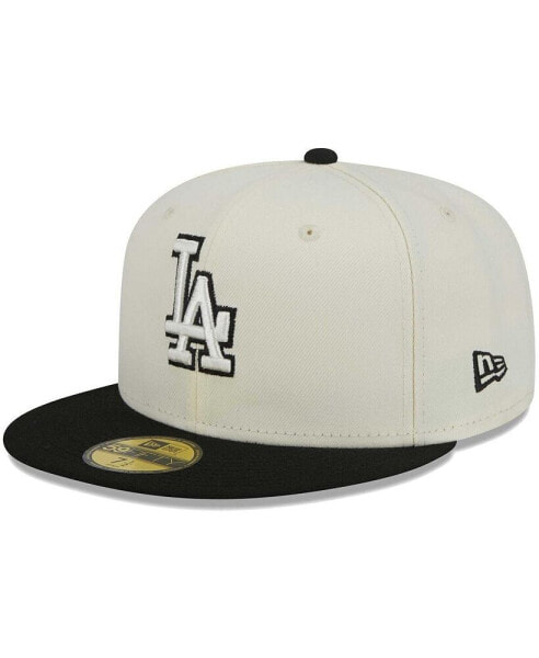 Men's Stone, Black Los Angeles Dodgers Chrome 59FIFTY Fitted Hat