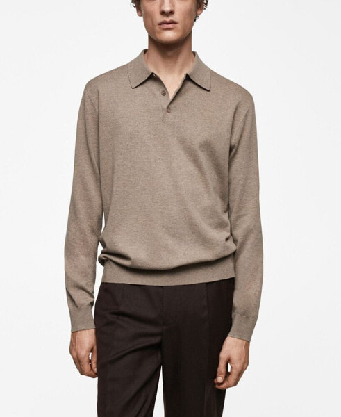 Men's Long-Sleeved Cotton Jersey Polo Shirt