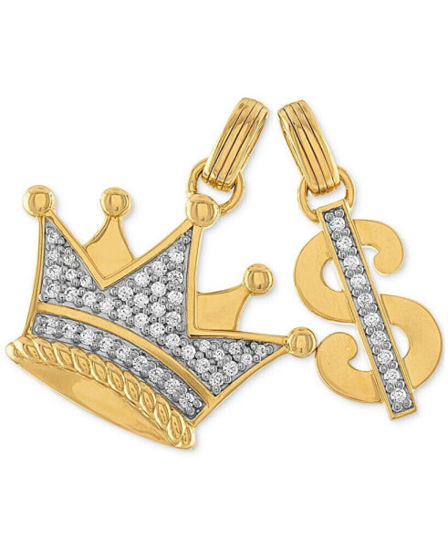 2-Pc. Set Cubic Zirconia Crown and Dollar Sign Pendants in 14k Gold-Plated Sterling Silver, Created for Macy's