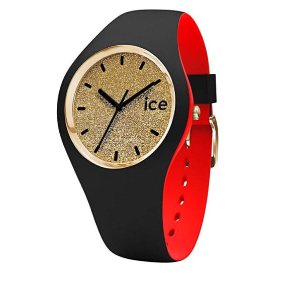 Ice-Watch - Ice Loulou Gold Glitter - Schwarz Damenuhr mit Silikonarmband - 007238 (Medium)