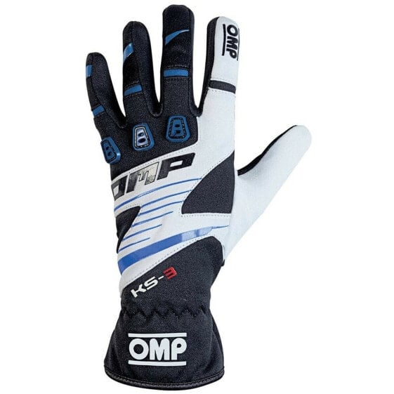 Kids Karting Gloves OMP KS-3 Blue White Black 4