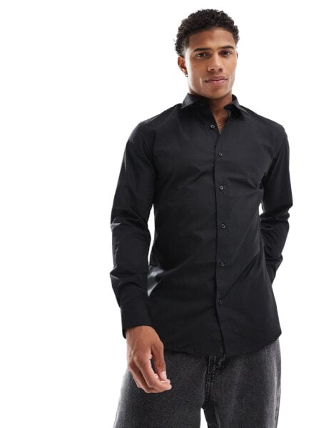 Jack & Jones slim fit smart shirt in black