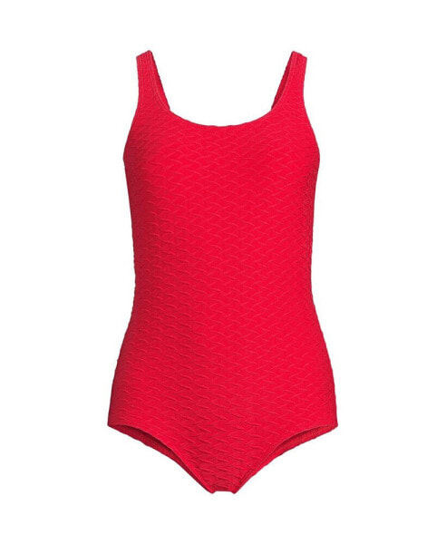 Plus Size Texture Soft Cup Tugless Sporty One Piece Swimsuit