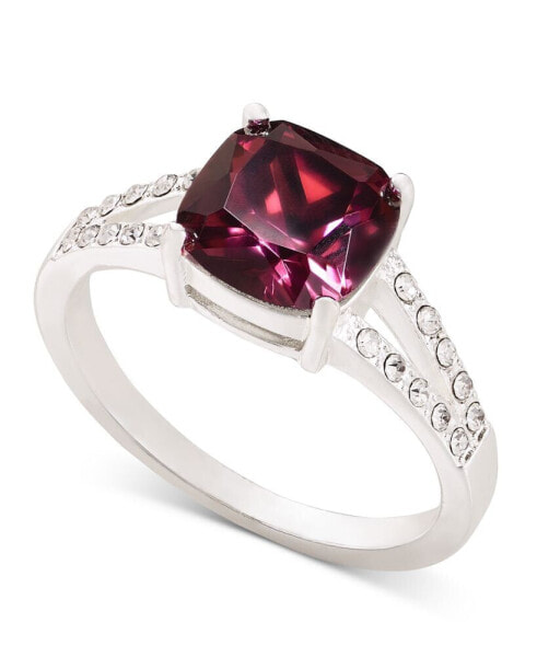 Silver-Tone Pavé & Cushion-Cut Color Crystal Ring, Created for Macy's