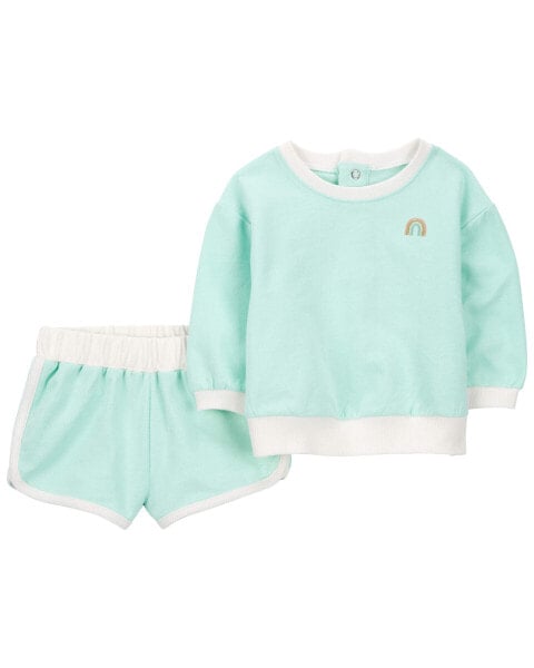 Baby 2-Piece Rainbow Sweatshirt & Short Set NB