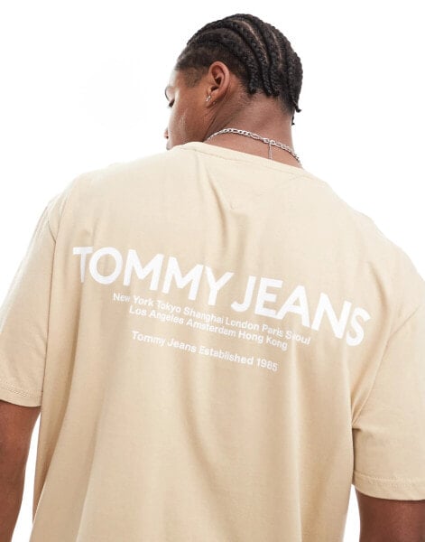 Tommy Jeans classic linear back print t-shirt in beige