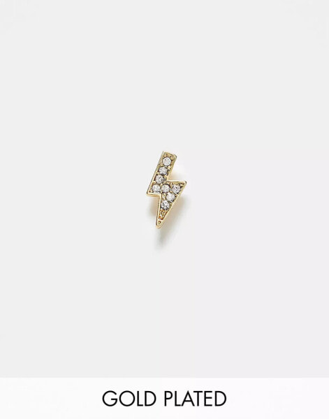 Kingsley Ryan diamante lightening bolt labret earring in gold plated