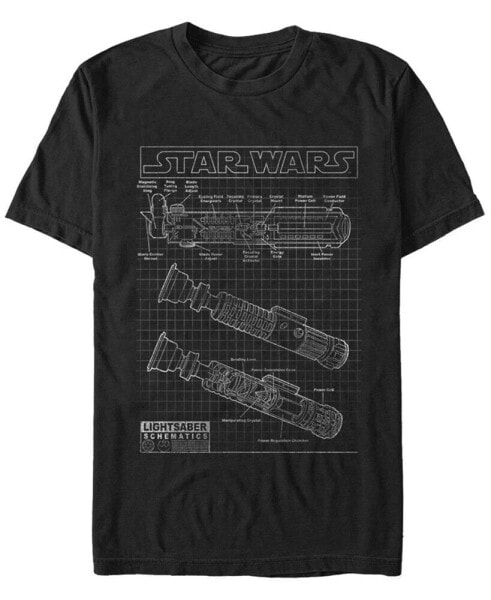 Star Wars Men's Classic Lightsaber Schematics Short Sleeve T-Shirt