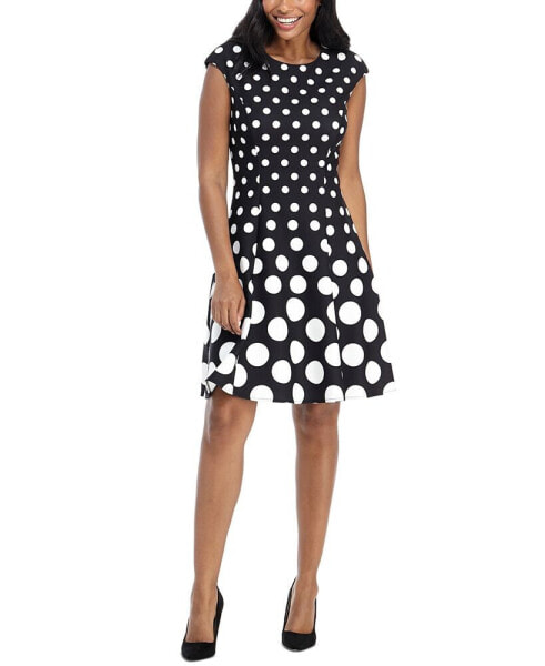 Petite Polka-Dot Fit & Flare Dress