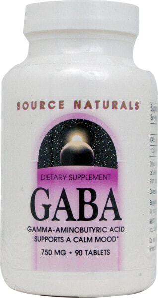 Source Naturals GABA Гамма-аминомасляная кислота 750 мг 90 таблеток