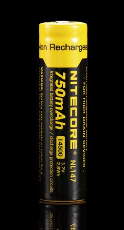 Nitecore Flashlight Nitecore NL147 - Rechargeable battery - Lithium-Ion (Li-Ion) - 3.7 V - 1 pc(s) - 750 mAh - Black - Yellow