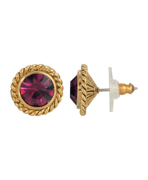 Women's 14K Gold-tone Purple Small Round Stud Earrings